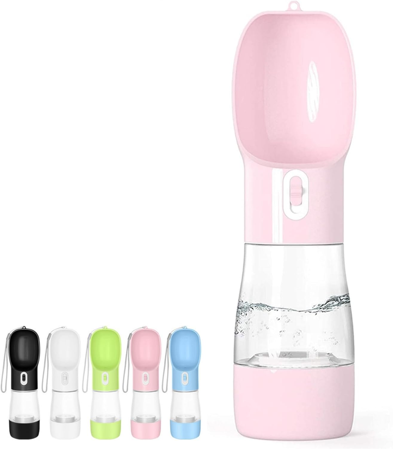 Fetchwise Dog Water Bottle Dispenser - Leak Proof for Pets on the Go with Food Container Multifunctional Travel Dog Water Bottle (Pink)